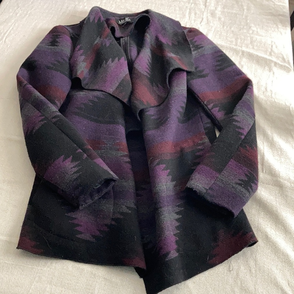Mo-Ka by Santa Fe Apparel Southwest Print Drape Front Jacket